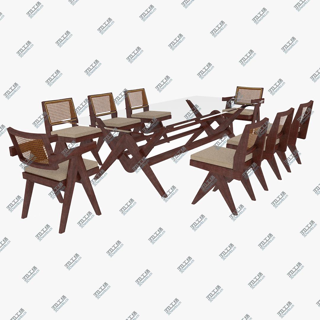 images/goods_img/202105073/3D model Cassina Jeanneret Capitol Complex Glass Table with Office Chair and Mahogany Chair Set/1.jpg